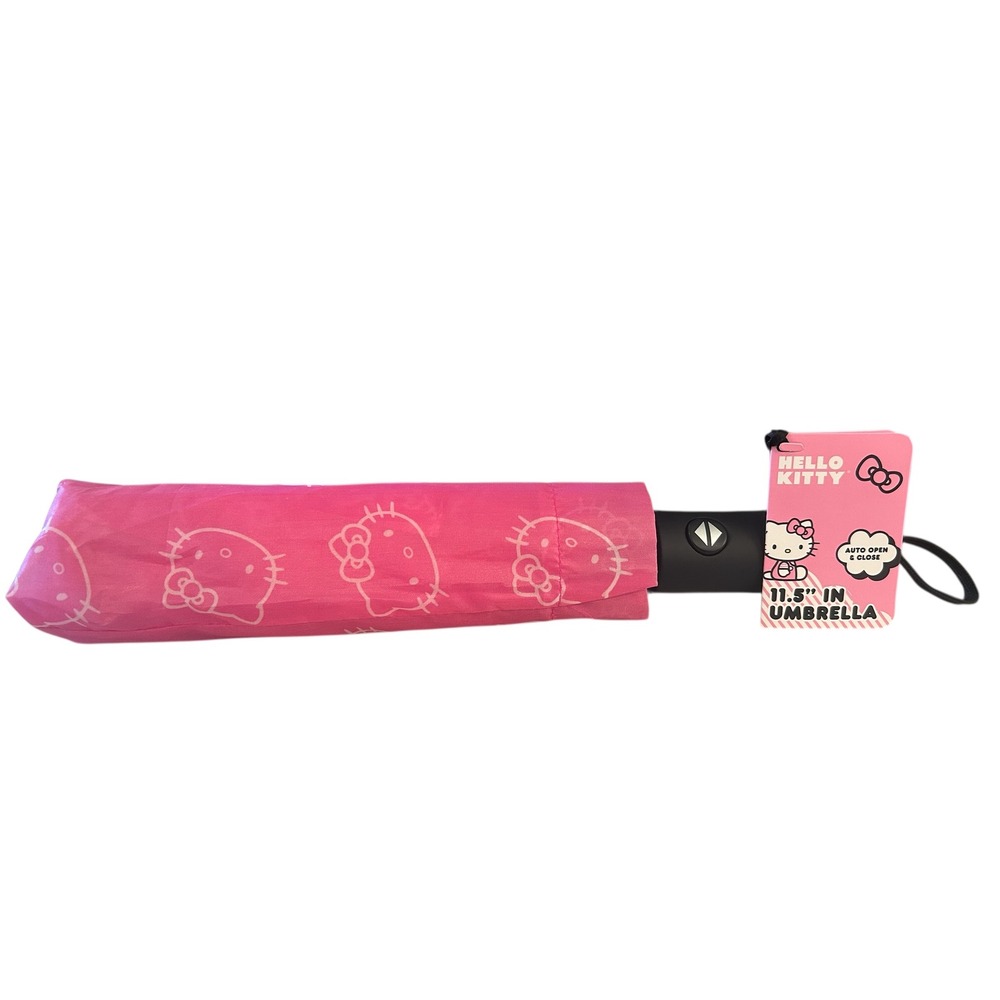Hello Kitty Pink Auto Open Close‎ Compact Folding Umbrella 11.5 Inch